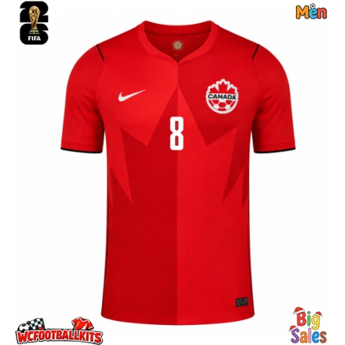 Canada Ismael Kone #8 Replica Home Stadium Shirt World Cup 2026 Short Sleeve